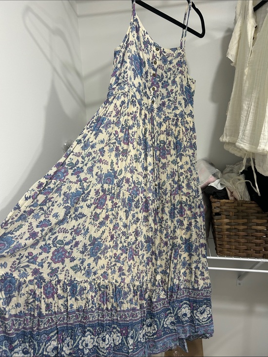Spell Dresses & Skirts - Spell Cream Midi Skirt with Blue & Purple Floral Print